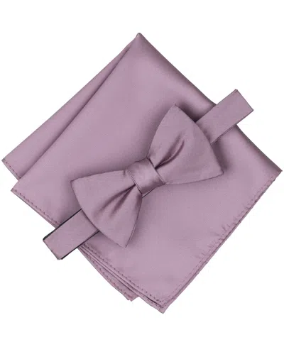 Alfani Men's Textured Bow Tie & Pocket Square Set, Created For Macy's In Purple