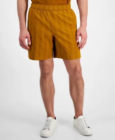 Alfani Men's Textured Cotton Drawstring Three-pocket Shorts, Created For Macy's In Light Amber