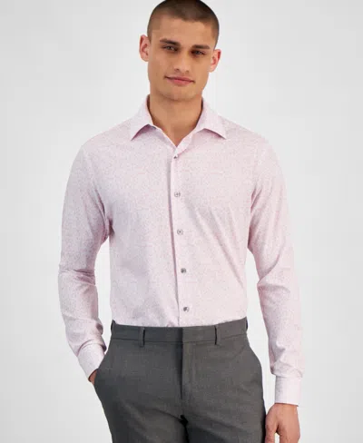 Alfani Men's Textured Dress Shirt, Created For Macy's In White Pink