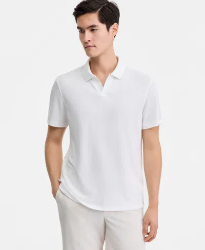 Alfani Men's Textured Jacquard Johnny-collar Polo Shirt, Macy's Exclusive In White