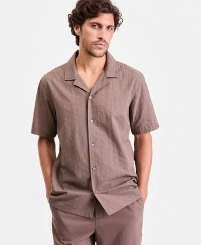 Alfani Men's Textured Polo Shirt, Exclusively At Macy's In Brown