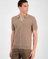 Alfani Men's Textured Polo Shirt, Exclusively At Macy's In Cracked Walnut