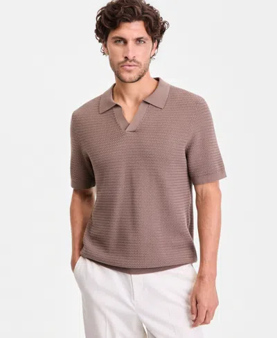 Alfani Men's Textured Polo Shirt, Exclusively At Macy's In Gray