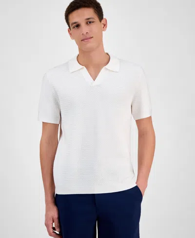 Alfani Men's Textured Polo Shirt, Exclusively At Macy's In Sugar Swiz