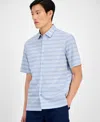 Alfani Men's Textured Stripe Shirt, Exclusively At Macy's In Blue