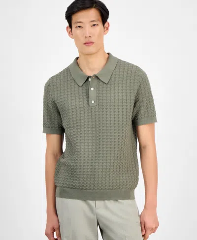 Alfani Men's Textured Sweater Polo Shirt, Exclusively At Macy's