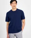 Alfani Men's Textured Sweater T-shirt, Exclusively At Macy's In Blue