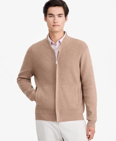 Alfani Men's Textured Zip Bomber Sweater, Macy's Exclusive In Cracked Wa