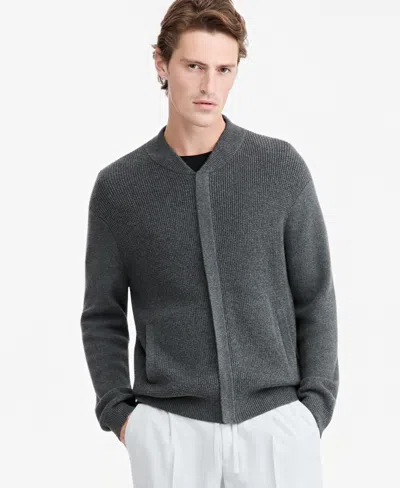 Alfani Men's Textured Zip Bomber Sweater, Macy's Exclusive In Dk Lead Ht