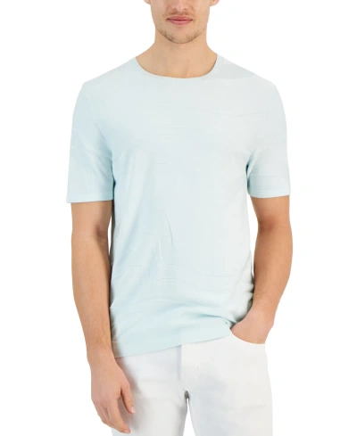 Alfani Men's Tonal Wave Jacquard T-shirt, Created For Macy's In Beach Glass