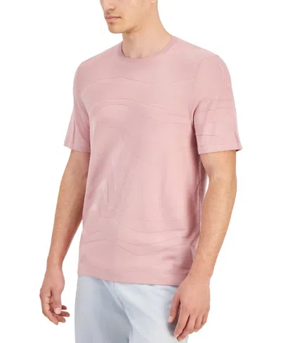 Alfani Men's Tonal Wave Jacquard T-shirt, Created For Macy's In Pottery Clay