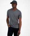 Alfani Men's Travel Stretch V-neck T-shirt, Created For Macy's In Onyx Heather