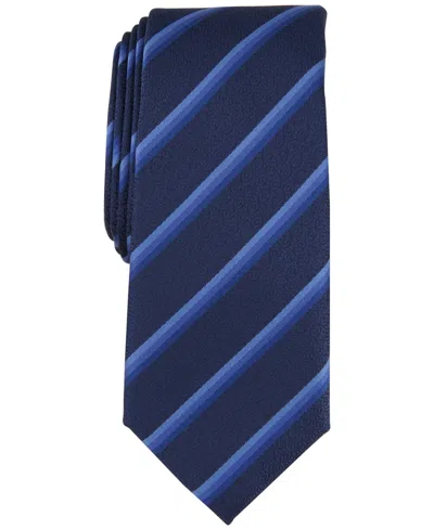 Alfani Men's Vaughn Stripe Tie, Created For Macy's In Navy