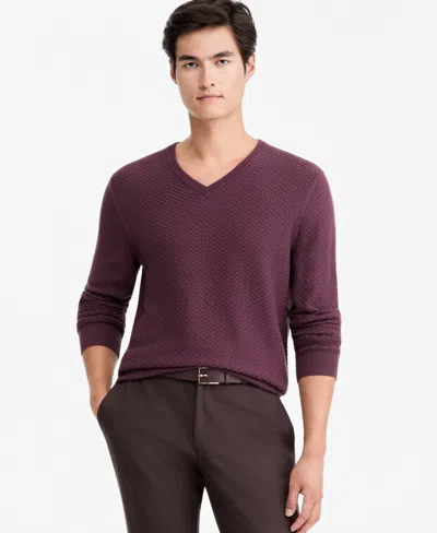 Alfani Men's V-neck Merino-blend Sweater, Macy's Exclusive In Deepest Currant