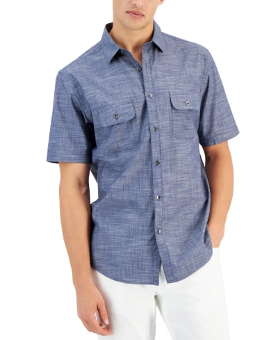 Alfani Men's Warren Shirt, Created For Macy's In Dress Blue