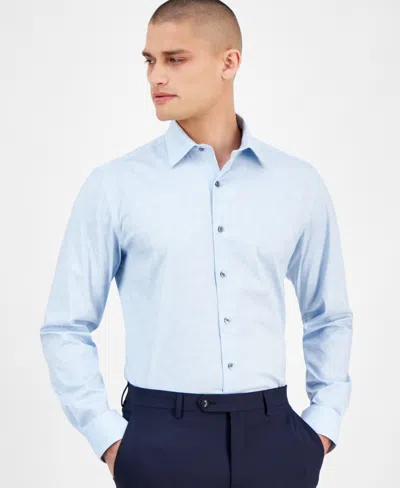 Alfani Men's Wave Brush-print Dress Shirt, Exclusively At Macy's In Lt Blue White