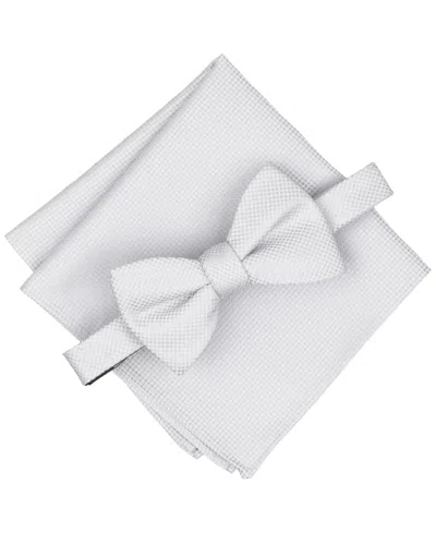Alfani Men's Wolfe Solid Bow Tie And Pocket Square, 2-piece Set, Macy's Exclusive In White