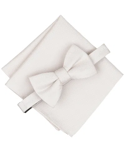 Alfani Men's Wolfe Solid Bow Tie And Pocket Square, 2-piece Set, Macy's Exclusive In White