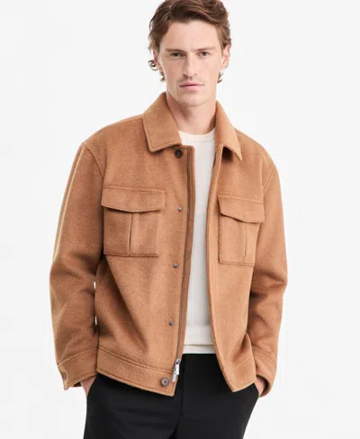 Alfani Men's Wool-blend Lined Zip Jacket, Macy's Exclusive In Foxtrot