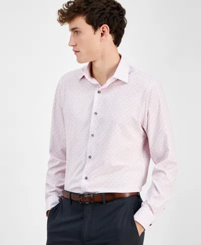 Alfani Men's Yvan Round-print Dress Shirt, Exclusively At Macy's In White Mauve