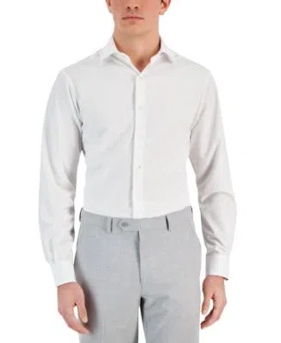 Alfani Mens 4 Way Stretch Dress Shirt Regular Slim Fit In White