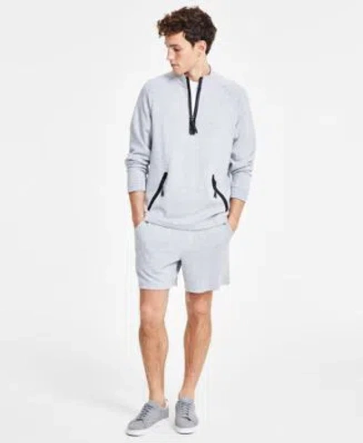 Alfani Mens Alfatech Shorts Quarter Zip Pullover Exclusively At Macys In Deep Black