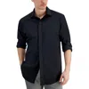 Alfani Mens Poplin Slim Fit Button-down Shirt In Black
