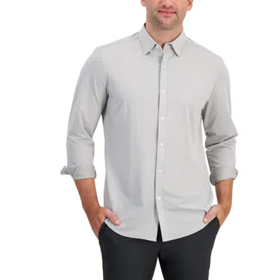 Alfani Men's Alfatech Yarn-dyed Long Sleeve Performance Shirt, Created For Macy's In Smoked Taupe