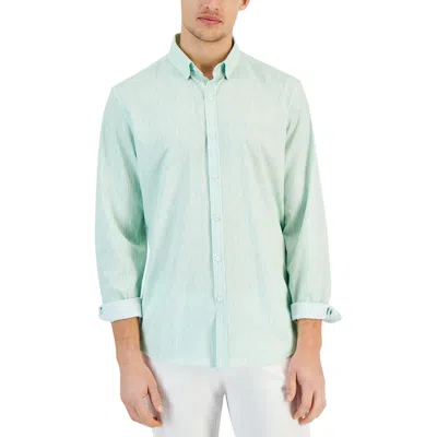 Alfani Mens Collar Polyester Button-down Shirt In Green