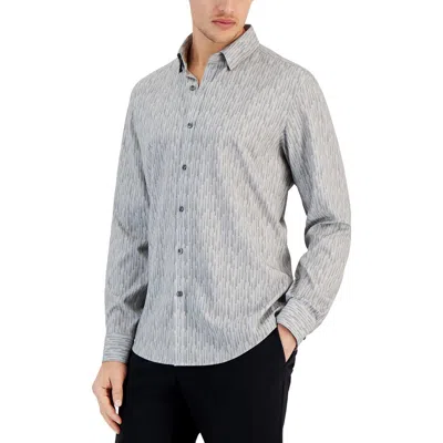 Alfani Mens Collar Polyester Button-down Shirt In Grey