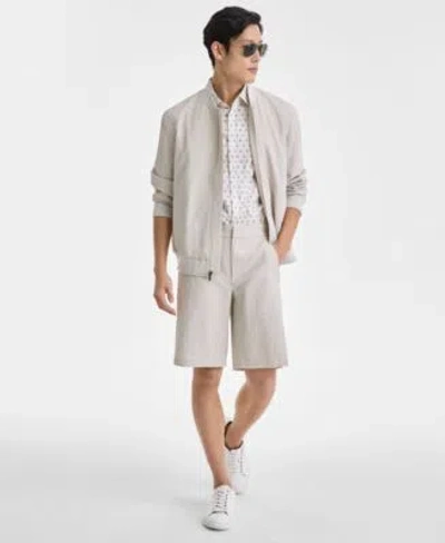 Alfani Mens Crewneck T Shirt Modern Puckered Shorts Modern Puckered Bomber Jacket Exclusively At Macys In Antique Sage