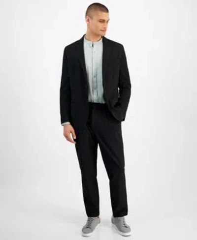 Alfani Mens Crinkle Button Front Shirt Textured Suit Jacket Textured Suit Pants Created For Macys In Deep Black