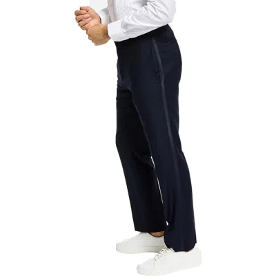 Alfani Mens Diamond Grid Flat Front Suit Pants In Blue