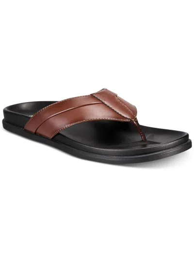 Alfani Mens Faux Leather Casual Flip-flops In Multi