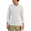 Alfani Polo Shirts Men Bright White Cotton Blend Long Sleeve Classic Fit Fts5 In White