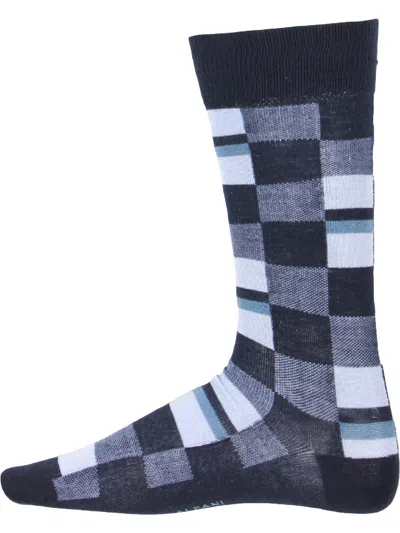 Alfani Mens Knit Mosaic Print Dress Socks In Blue