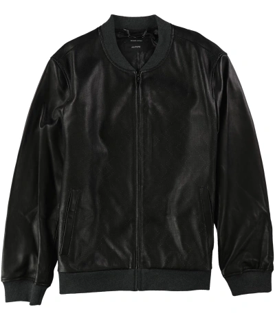 Pre-owned Alfani Mens Perforated Motorcycle Jacket In Black