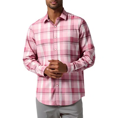 Alfani Mens Plaid Cotton Button-down Shirt In Pink