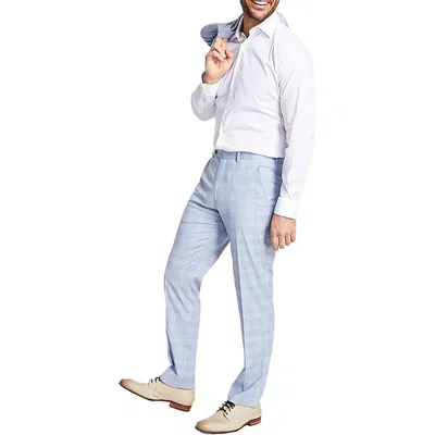 Alfani Mens Plaid Polyester Dress Pants In Blue Plaid