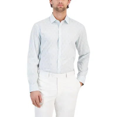 ALFANI MENS PRINTED COTTON BUTTON-DOWN SHIRT
