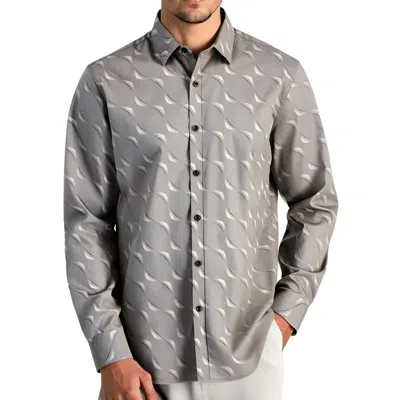 Alfani Mens Printed Cotton Button-down Shirt In Gray