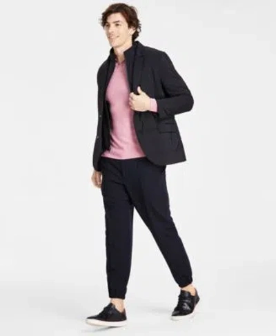 Alfani Mens Regular Fit Quilted Blazer With Removable Full Zip Bib Regular Fit Sweater Knit Johnny Collar P In Cement Grey Heather Bc19