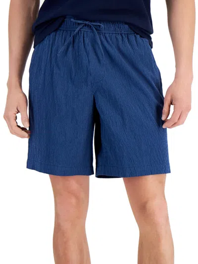 Alfani Mens Seersucker Striped Casual Shorts In Blue
