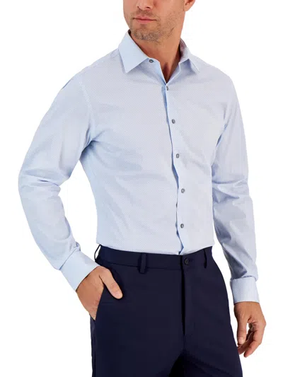 Alfani Mens Slim Fit Geometric Print Button-down Shirt In White Grey