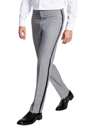 Alfani Mens Stretch Polyester Dress Pants In Grey