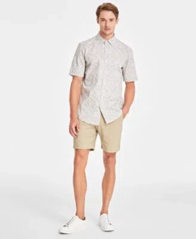 Alfani Mens Tech Shorts Distressed Geometric Print Short Sleeve Button Down Shirt Created For Macys In Wall Street