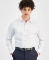 Alfani Dress Shirt Menwhite Temperature Geo Print Slim Fit Fts280 In White