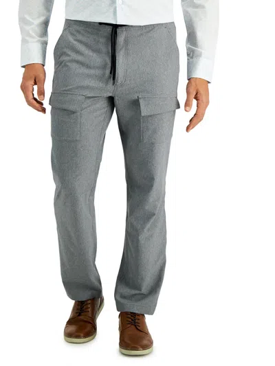 Alfani Mens Utility Polyester Cargo Pants In Grey