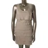 Alfani Petites Womens Tiered Sleeveless Wear To Work Dress In Brown