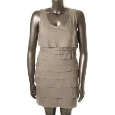 Alfani Petites Womens Tiered Sleeveless Wear To Work Dress In Brown